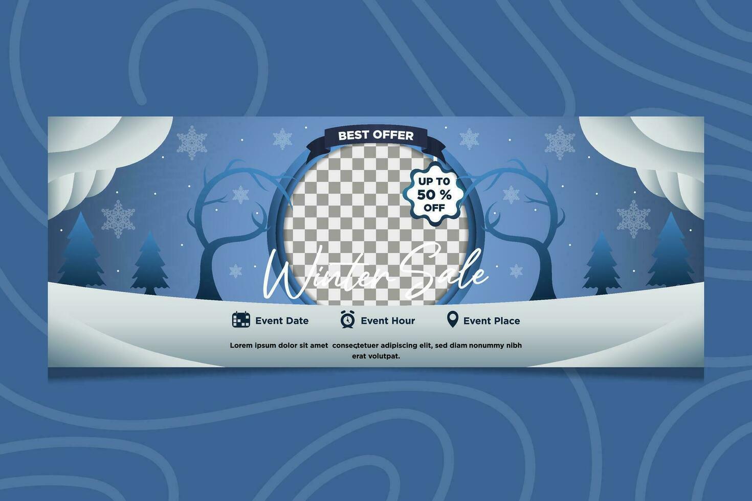 Banner Template Winter Sales Exclusive Design vector