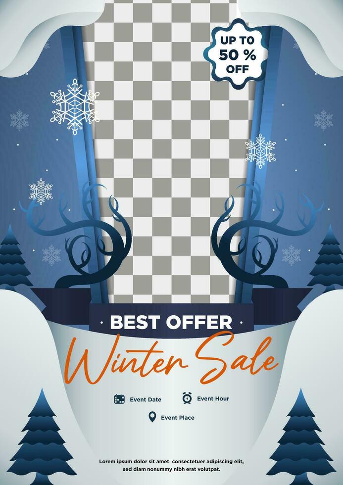 Poster Template Winter Sales Exclusive Design vector