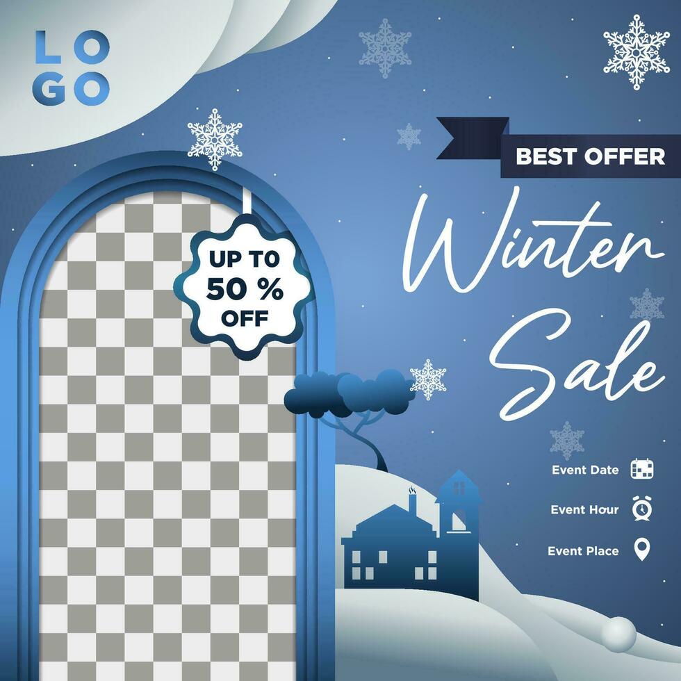 Vector Exclusive Design Template For Winter Sales