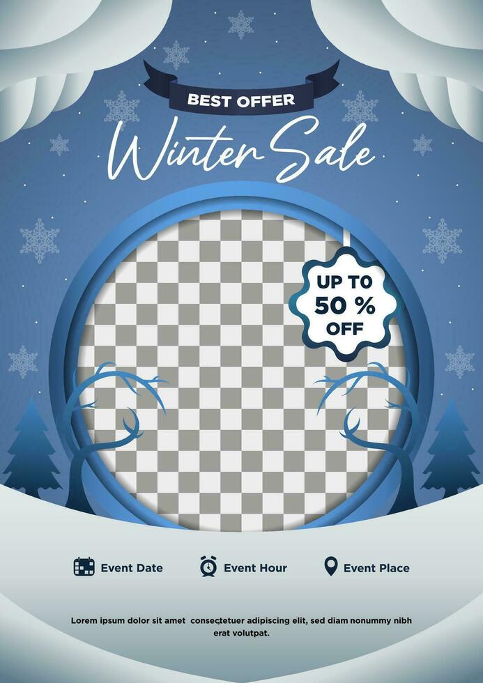 Poster Template Winter Sales Exclusive Design vector