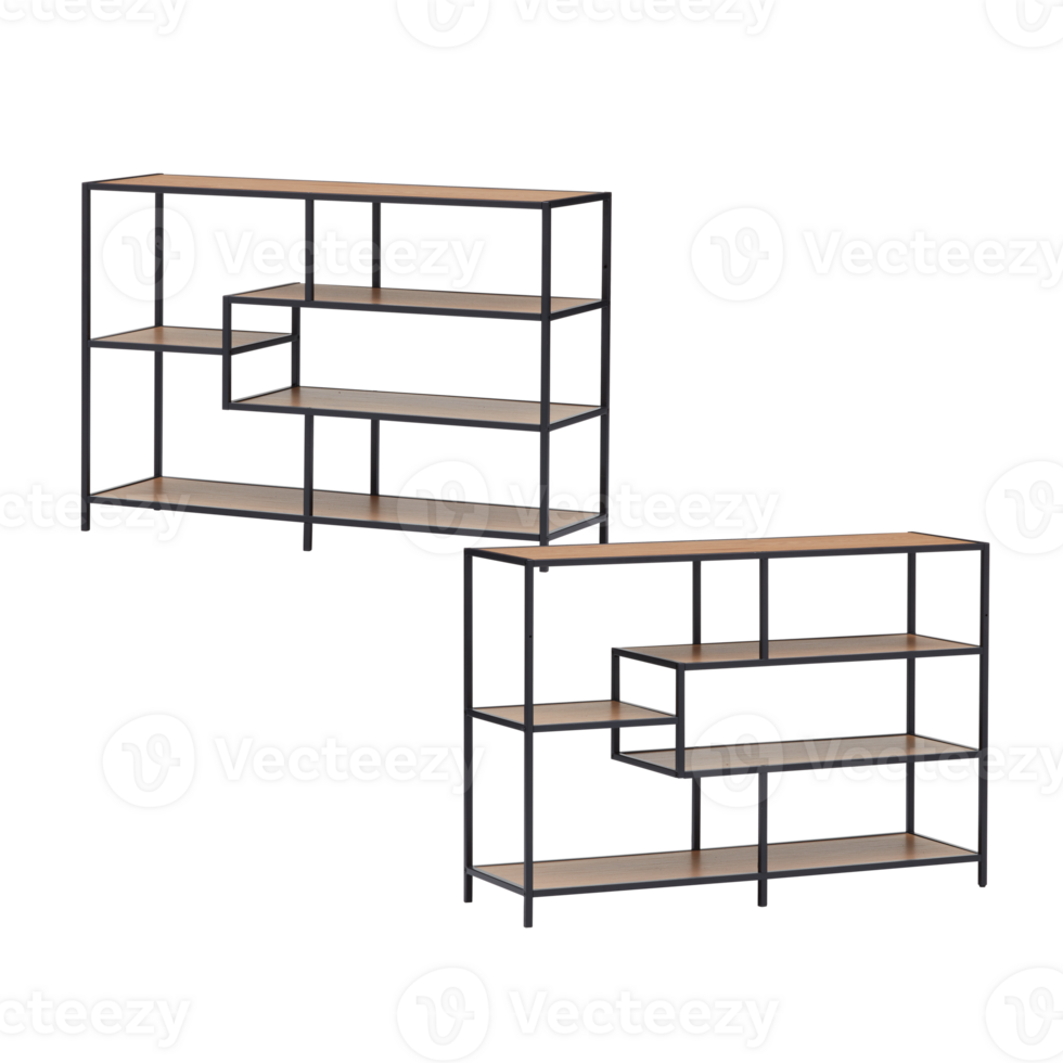 meubilair, houten planken, staal kader besnoeiing uit geïsoleerd transparant achtergrond png