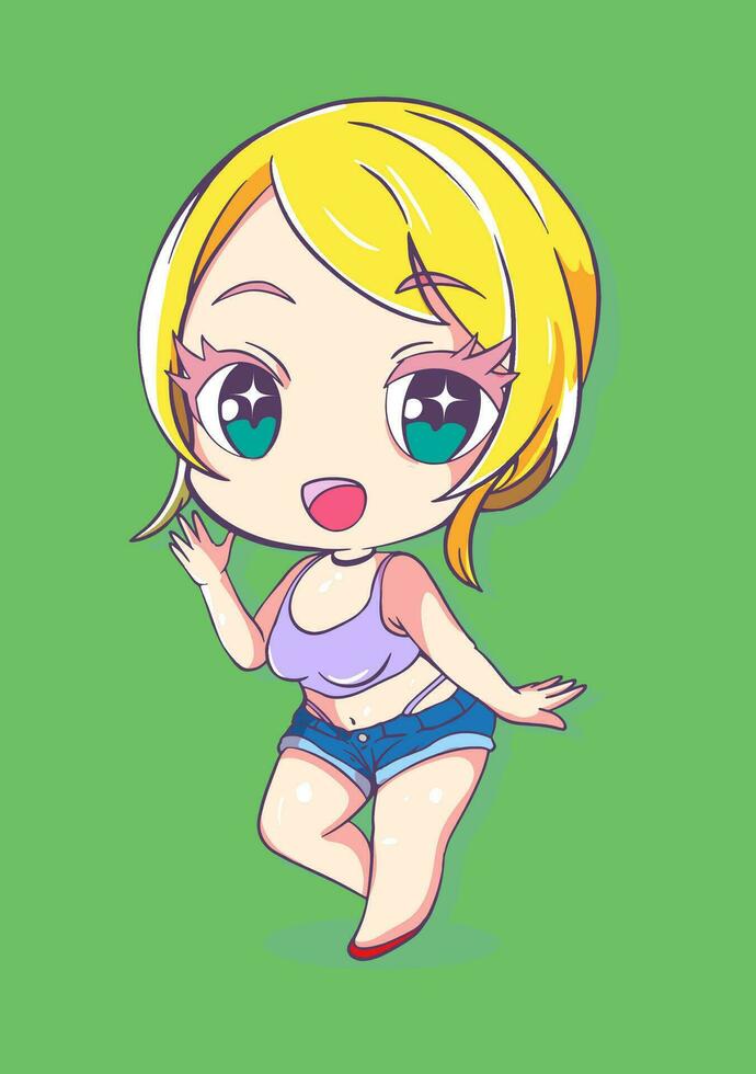 versátil vtuber chibi anime Arte vector. ideal para ropa de calle diseño, mercancía, moda, vestir, pegatinas, camiseta huellas dactilares, y más vector