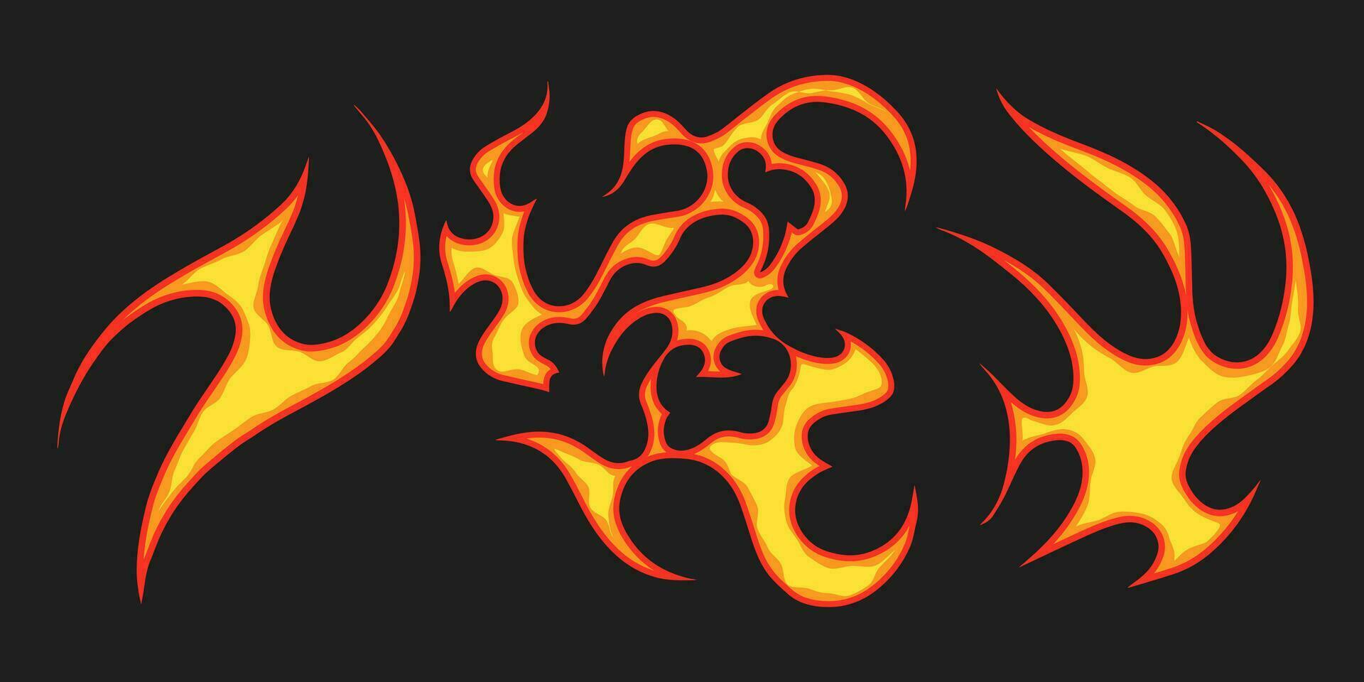 Uniqe and Popular Fire Element Vector Cartoon 2023. Old school seamless pattern for clothing.