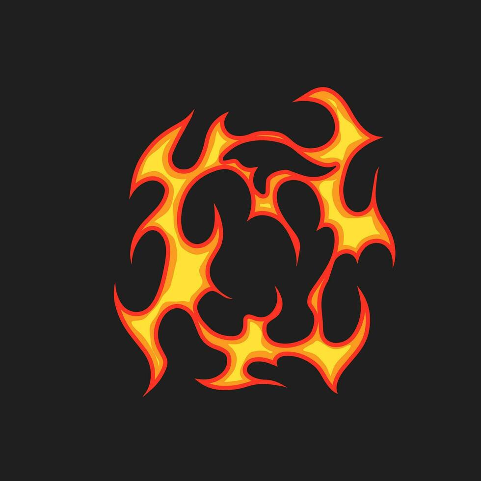 Popular Fire Element Vector Cartoon. Old school seamless pattern.