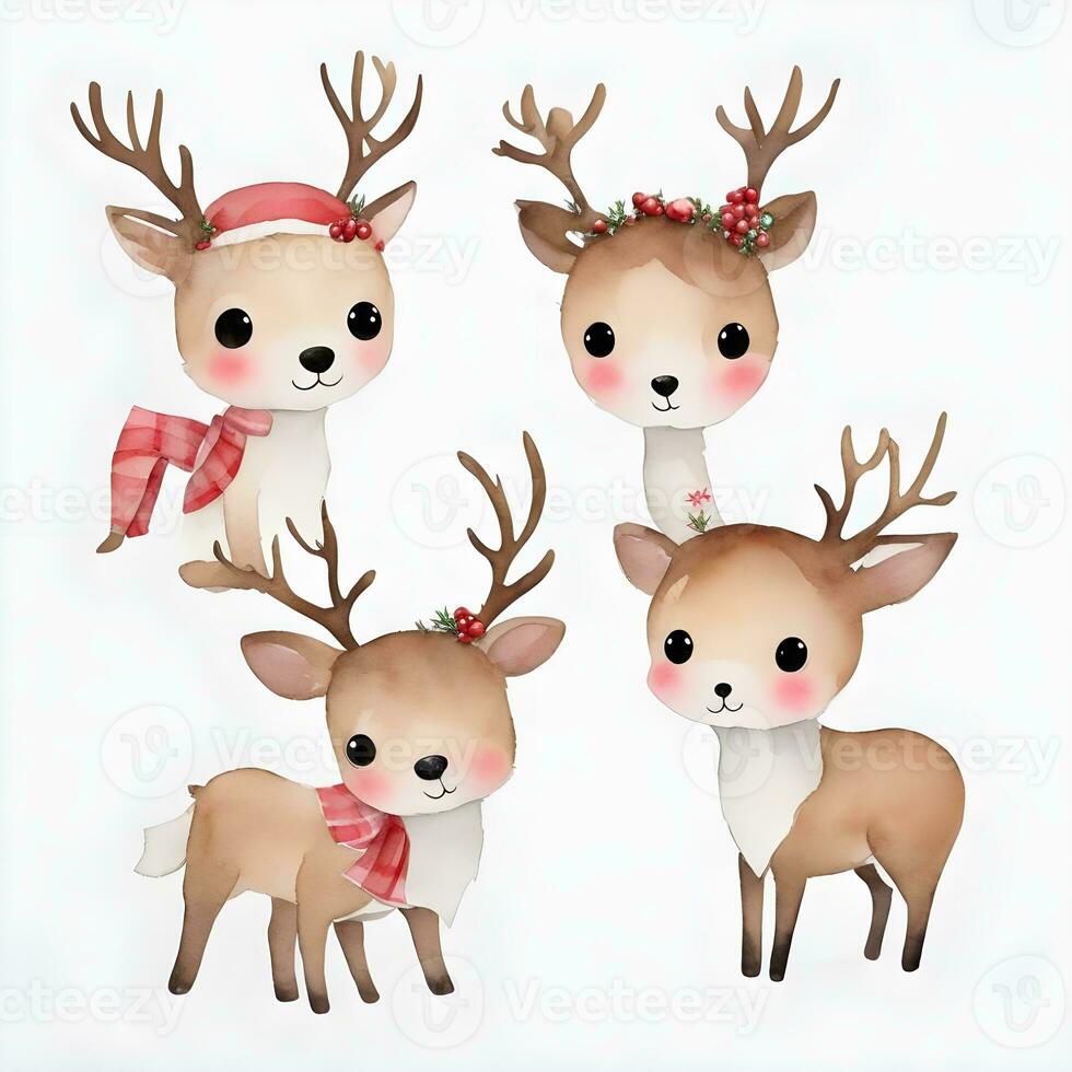 christmas reindeer with red ribbon photo