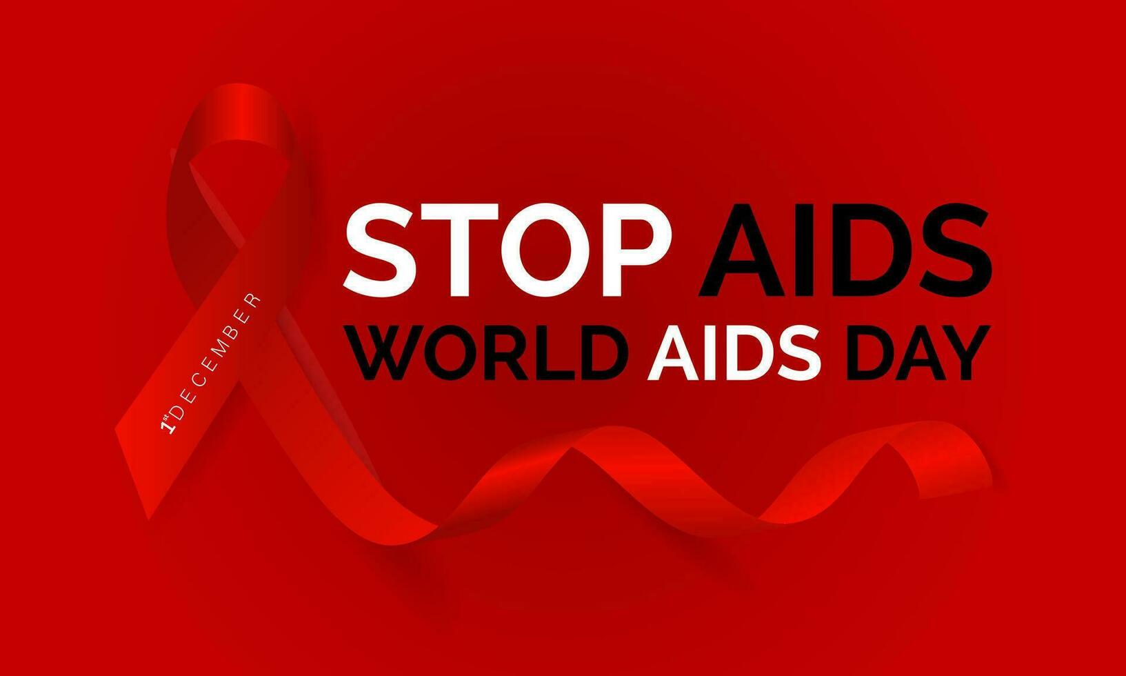 World AIDS Day Awareness Background Red banner Ribbon and Global Support Vector Illustration. background, banner, card, poster design.