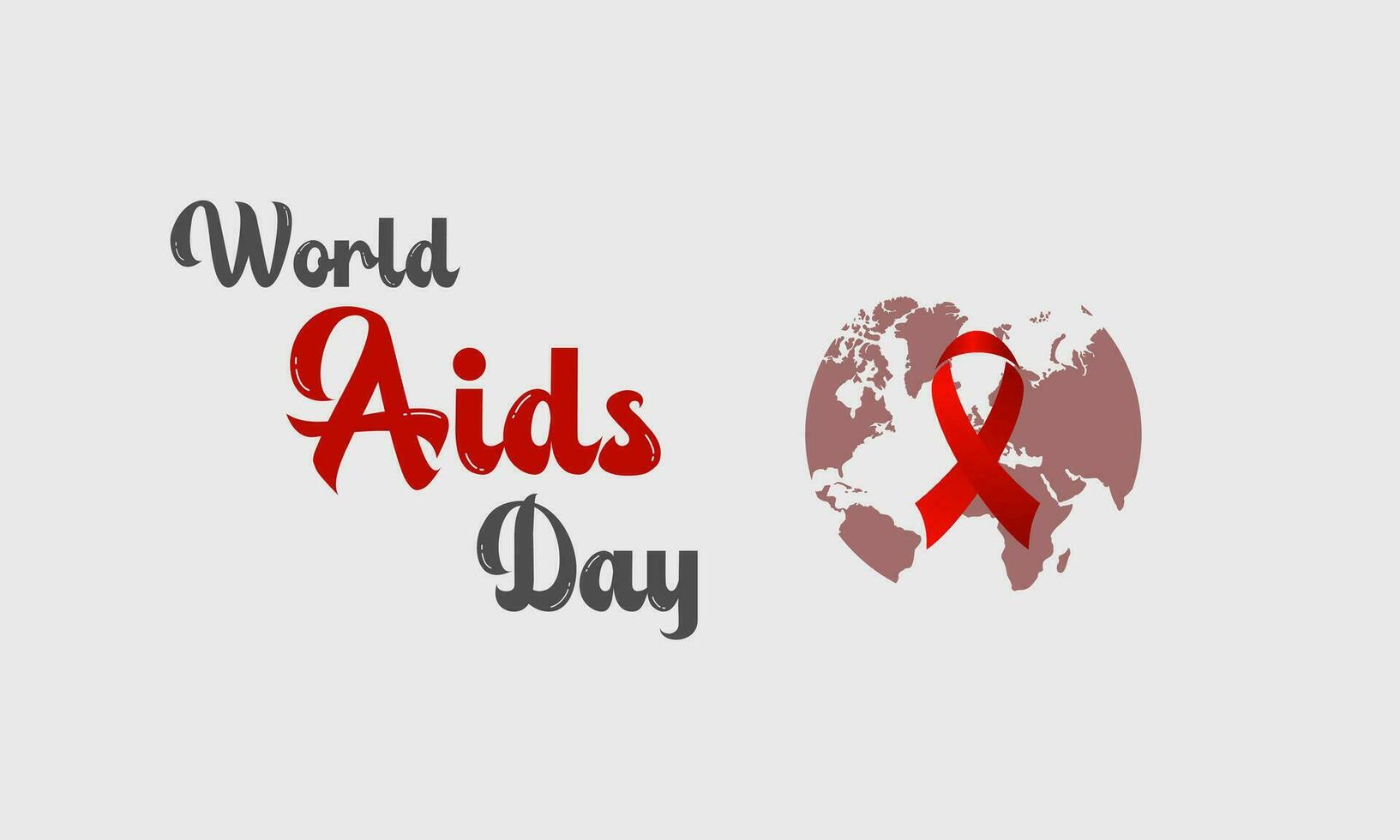 World AIDS Day Awareness Background Red banner Ribbon and Global Support Vector Illustration. background, banner, card, poster design.