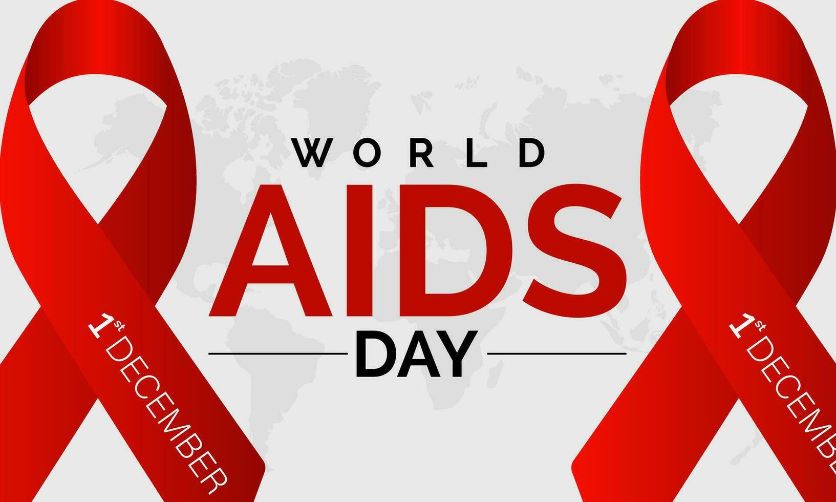mundo SIDA día conciencia antecedentes rojo bandera cinta y global apoyo vector ilustración. fondo, bandera, tarjeta, póster diseño.
