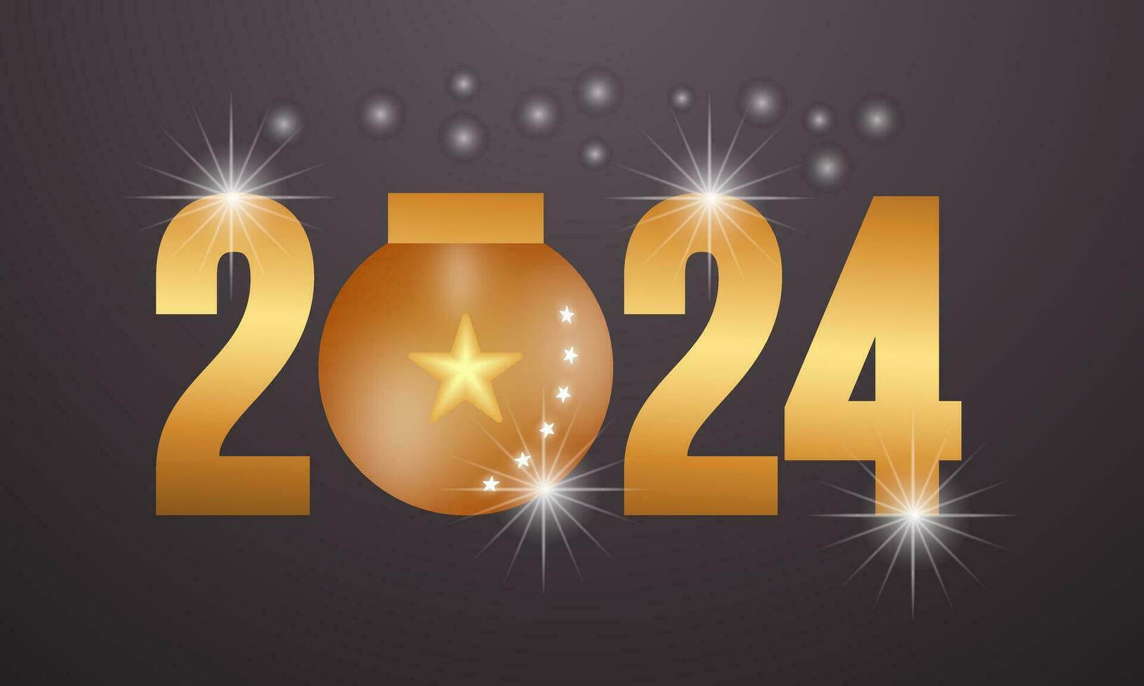 Happy New Year 2024 Celebration Festive Concept with Fireworks, Party Hats, and Christmas ball. background, banner, card, celebration poster, party invitation or calendar. vector