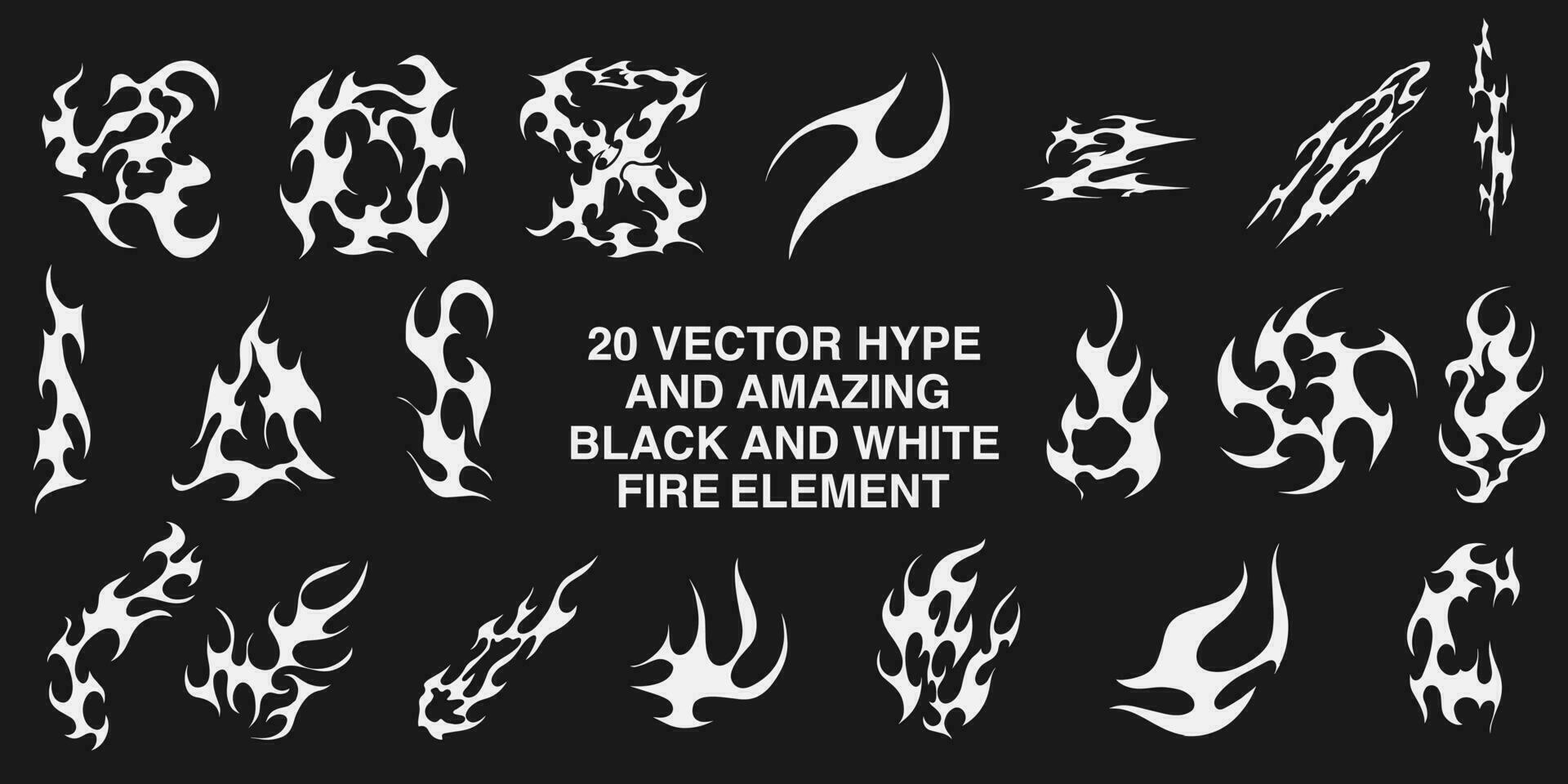 Retro Fire Elements for Streetwear  and Y2K style Apparel Vector Graphics Collection