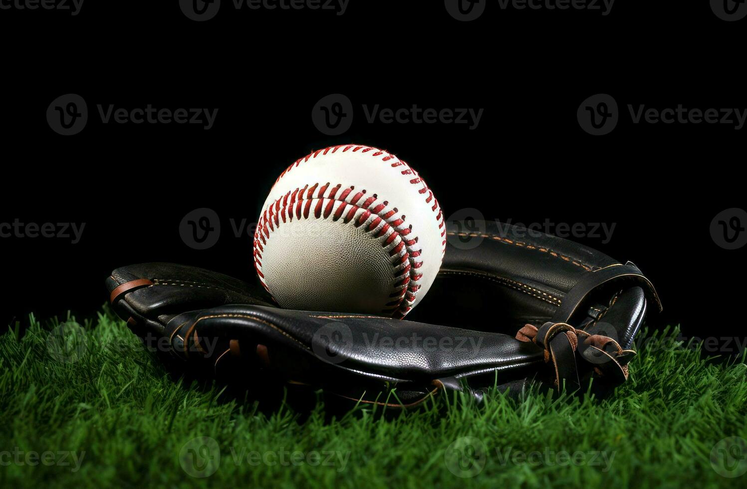 cuero béisbol guante con jugando pelota. generar ai foto