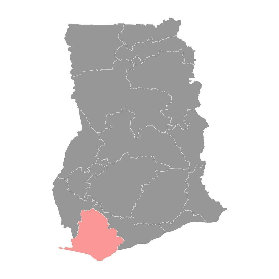 Western region map, administrative division of Ghana. Vector illustration.