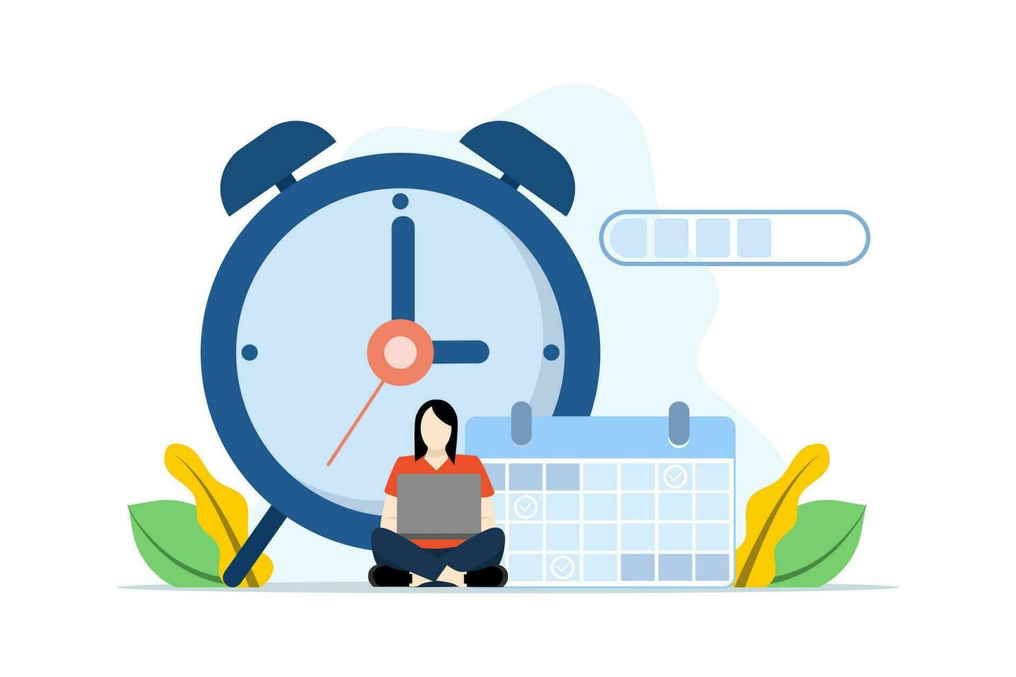 Business time management concept, deadline concept, planner, planning and organization, start-up, agenda, time, Schedule time management, flat vector illustration on white background.