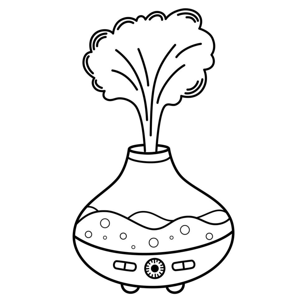Humidifier icon set. Contour humidifier with steam. Ultrasonic purifier microclimate for home. Healthy humidity. Vector illustration isolated on white background.