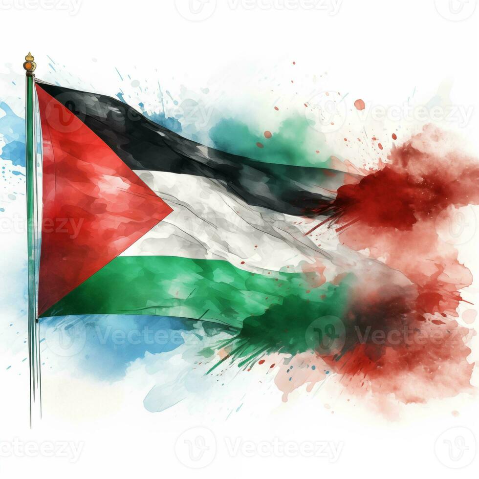 An image of the Palestinian flag. Free Palestine, free Gaza, abstract art, red, green, black. War in the Middle East photo