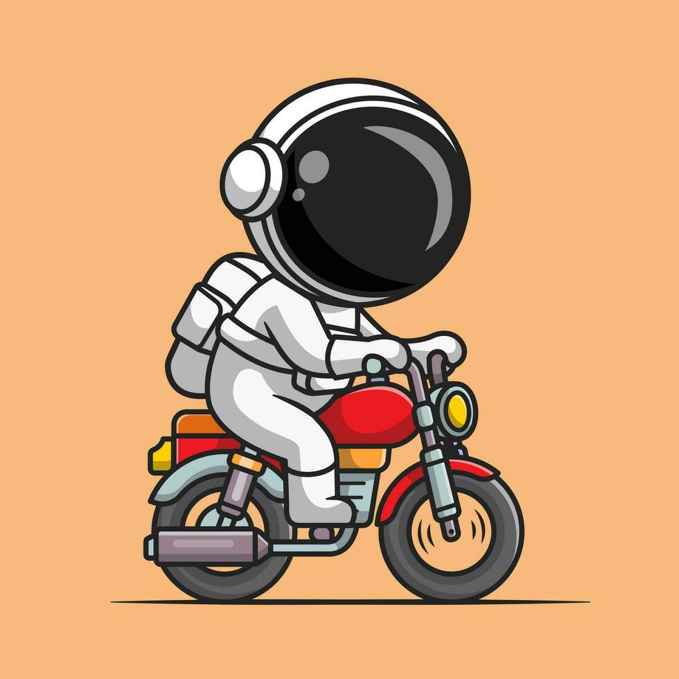linda astronauta montando motocicleta dibujos animados vector icono ilustración. tecnología transporte icono concepto aislado prima vector. plano dibujos animados estilo