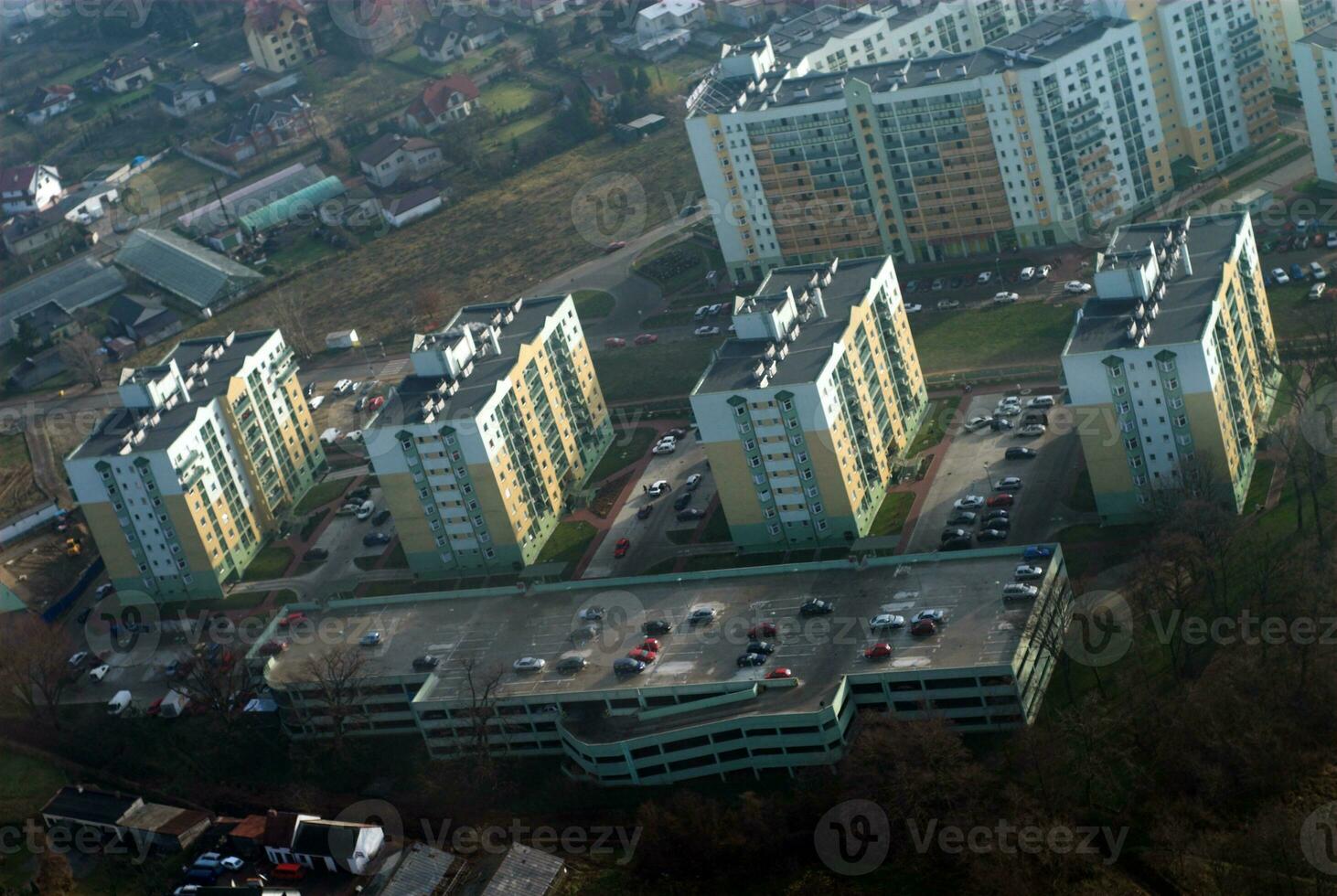 autumn aerial photo of Warsaw  in Poland