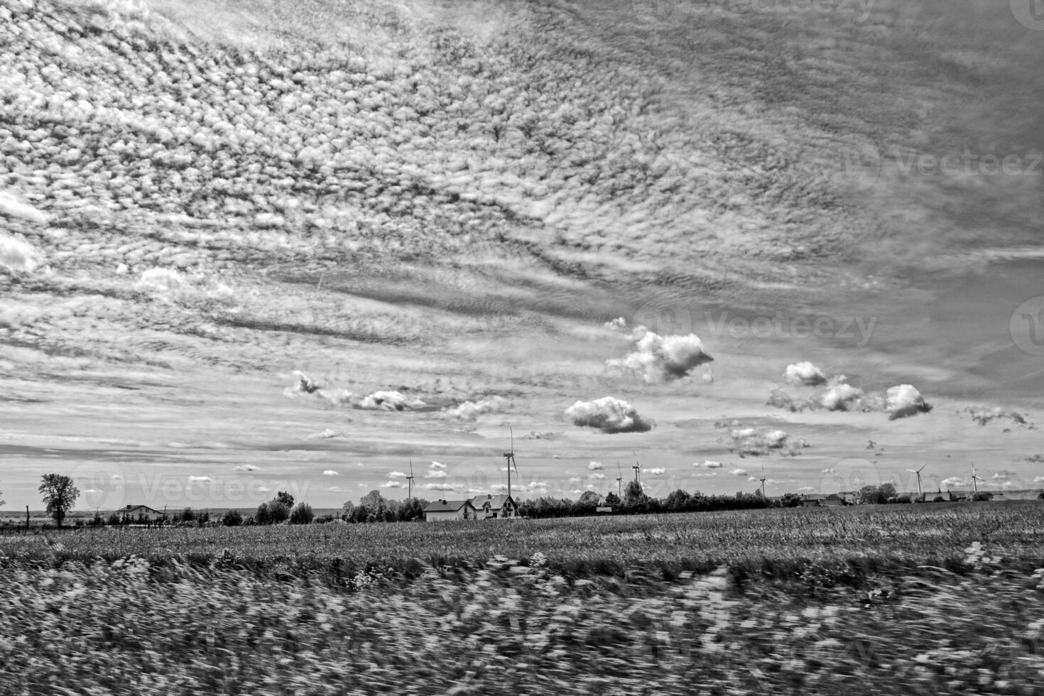 pintoresco primavera paisaje con azul cielo y verde campos foto