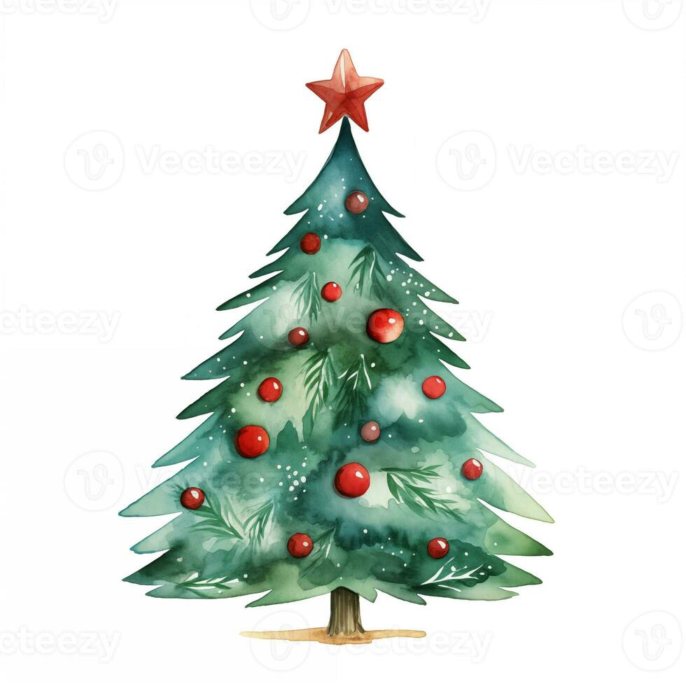 acuarela ilustración de un Navidad árbol. aislado clipart en blanco antecedentes foto