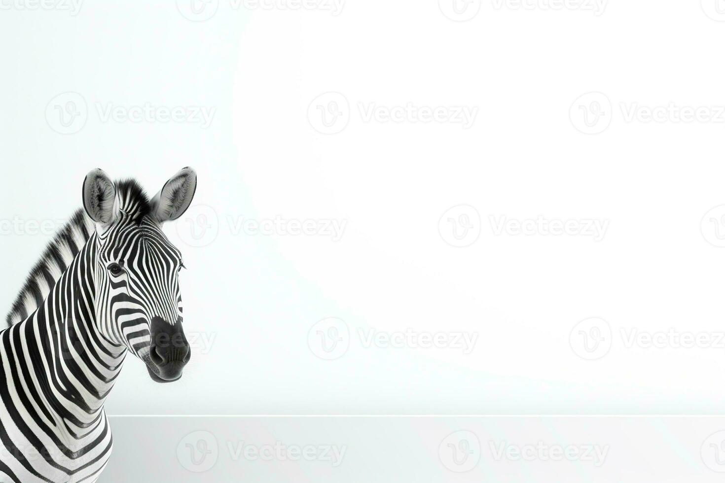 Zebra image on white background, banner, empty space for text, design photo