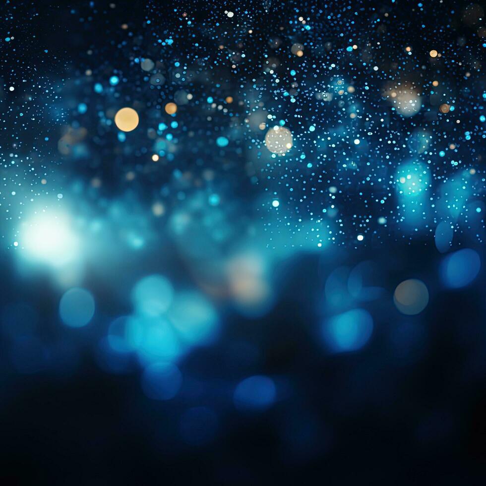 Blue abstract neon background, bokeh effect, glow photo
