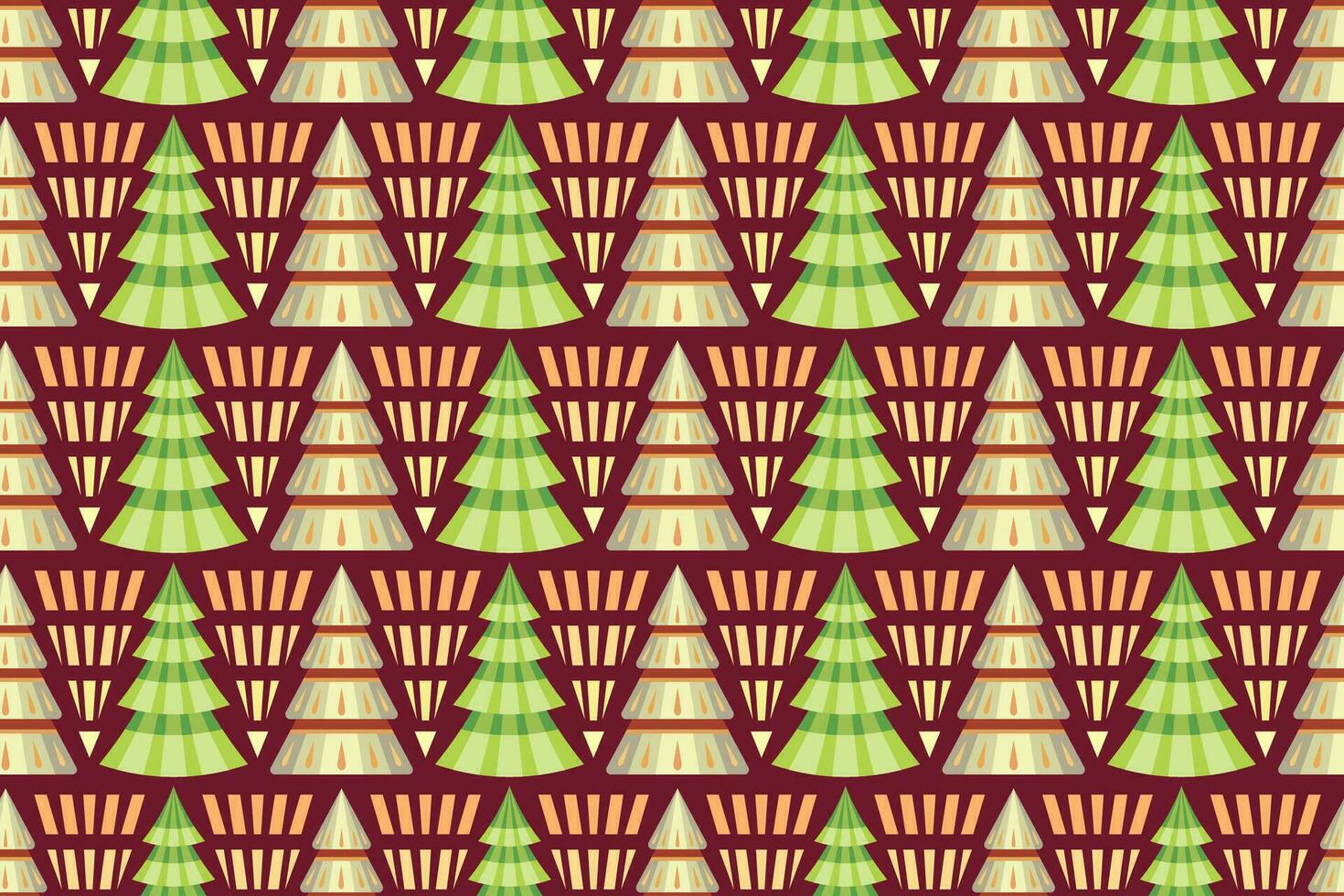 Seamless pattern with Christmas trees, endless repeating New Year event colorful pattern with decorative, stylized Christmas trees. vector