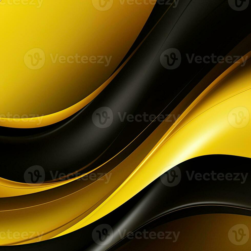 Simple abstract yellow black background, wavy lines photo