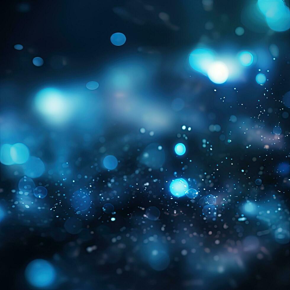 Blue abstract neon background, bokeh effect, glow photo