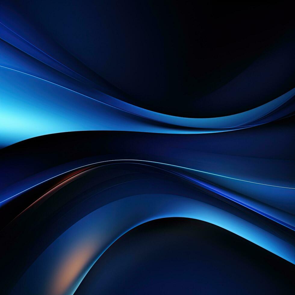 Dark blue wavy neon abstract background for design photo