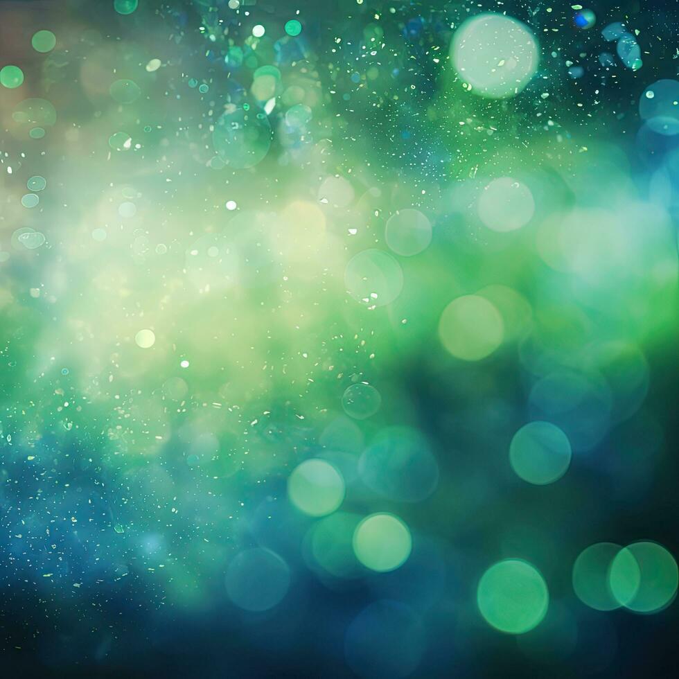 Shining abstract blue green background with bokeh effect photo