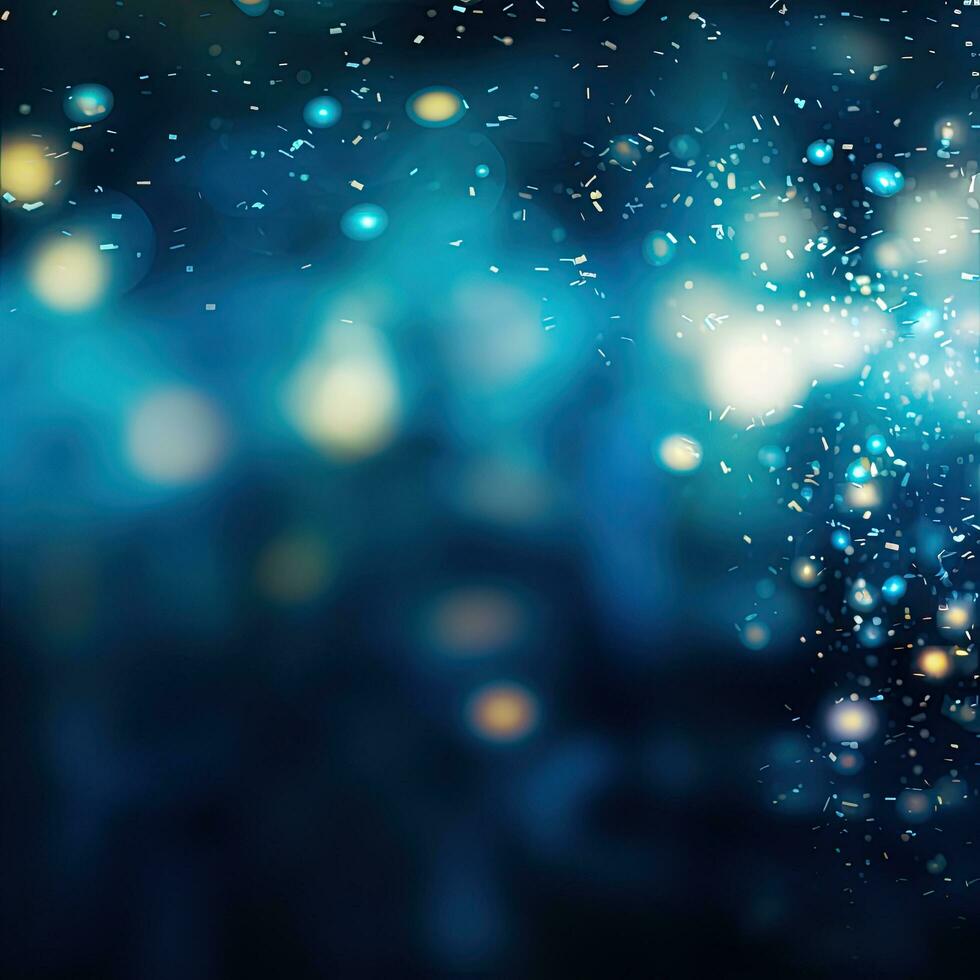 Blue abstract neon background, bokeh effect, glow photo