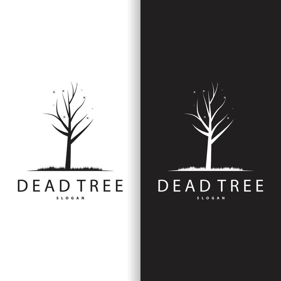 Dry Tree Logo, Dead Tree Plant Design Vector Silhouette Illustration Template