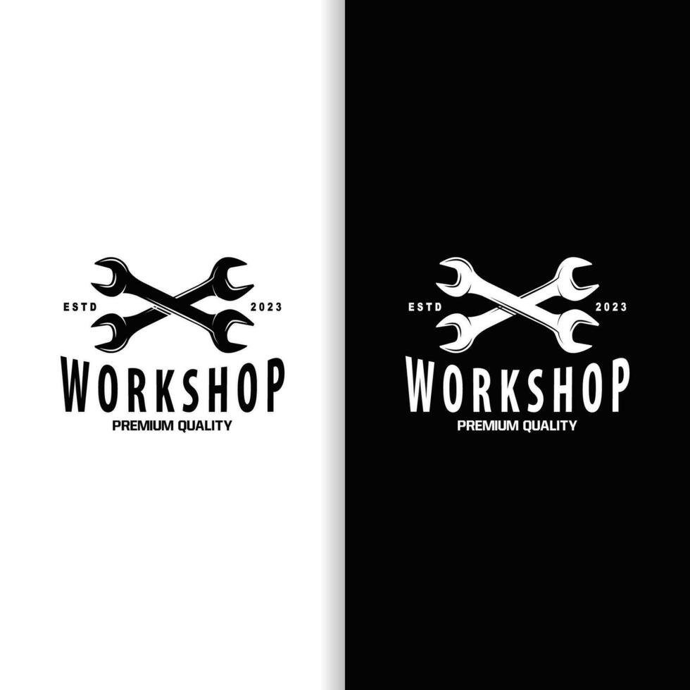 Repair Workshop Logo, Simple Key and Gear Design for a Simple Vehicle Repair Business, Vector Templet Illustration