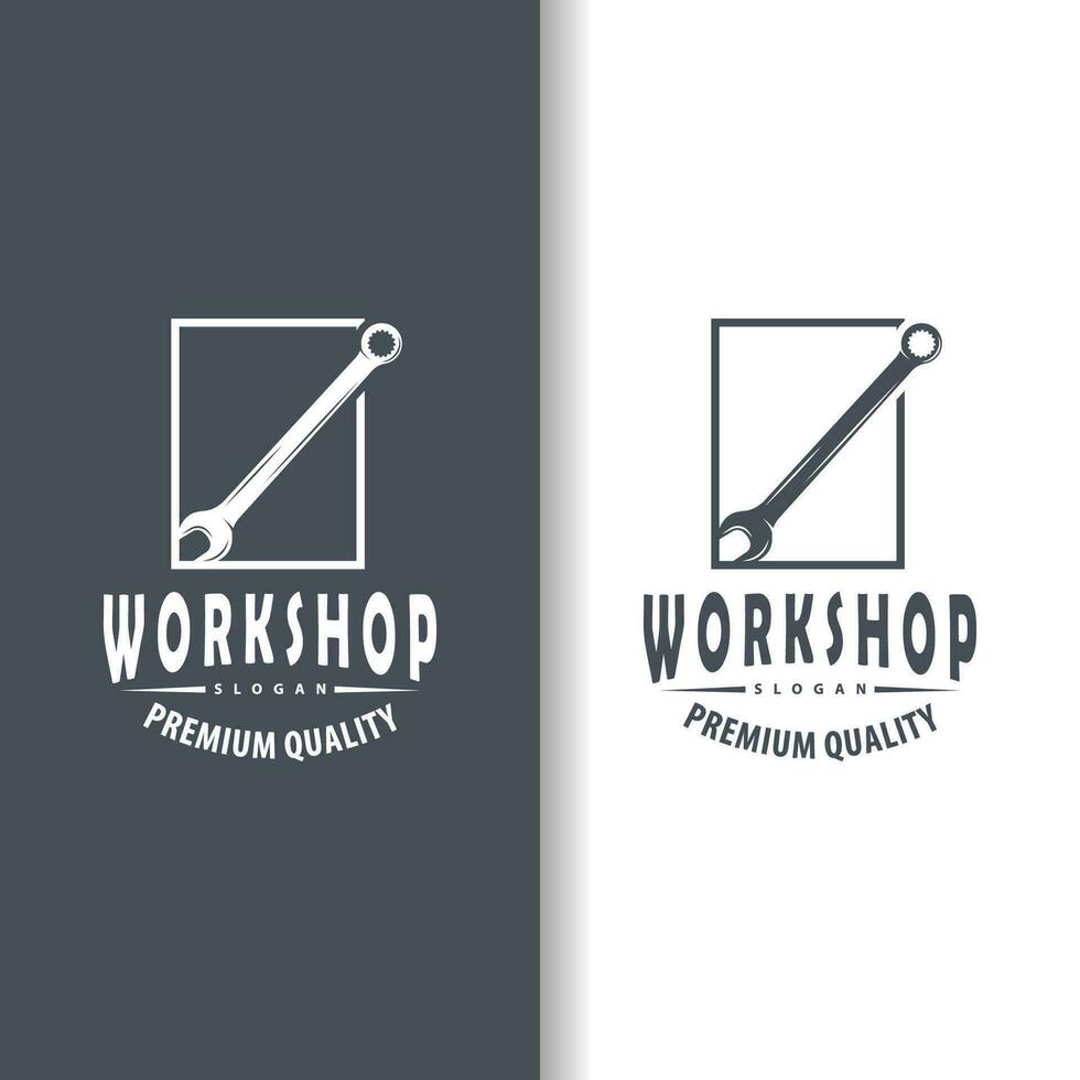 Repair Workshop Logo, Simple Key and Gear Design for a Simple Vehicle Repair Business, Vector Templet Illustration