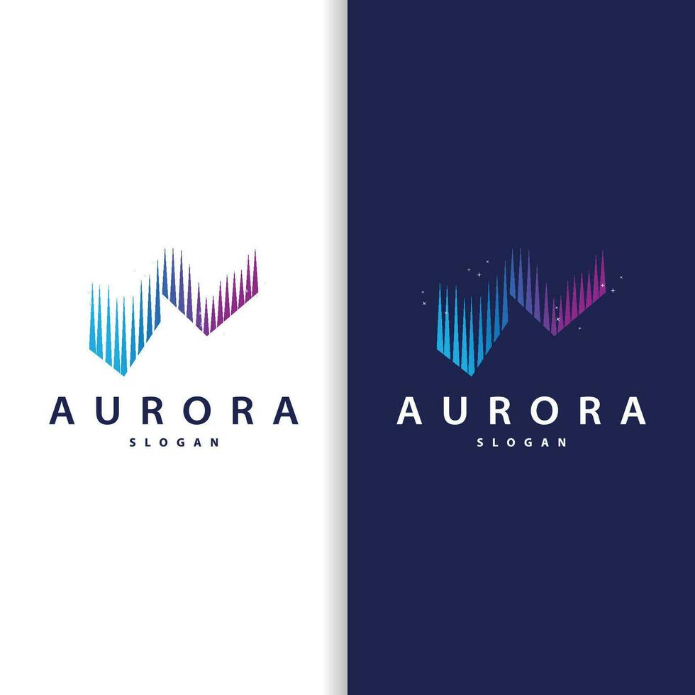 Aurora Light Wave Sky View Logo, Simple Abstract Templet Illustration Design vector