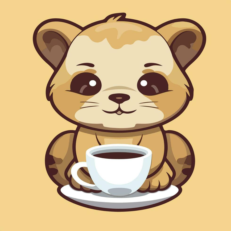 un linda Puma mascota para un café vector