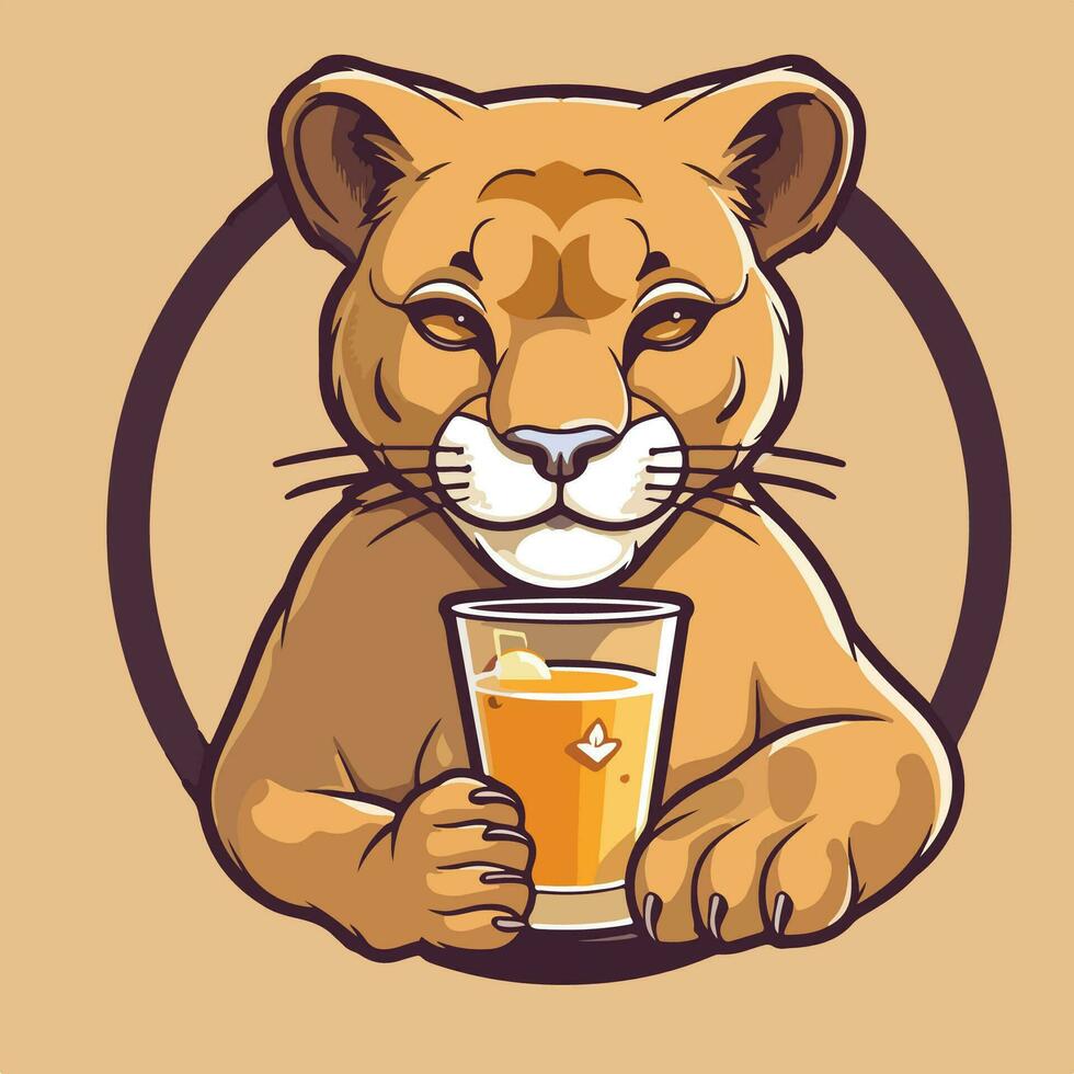 a cute cougar mascot for a cafe vector