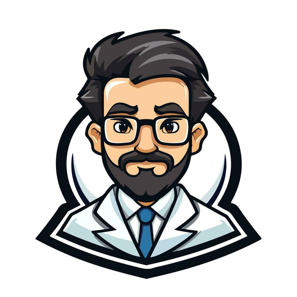 a mascot logo of a scientist vector