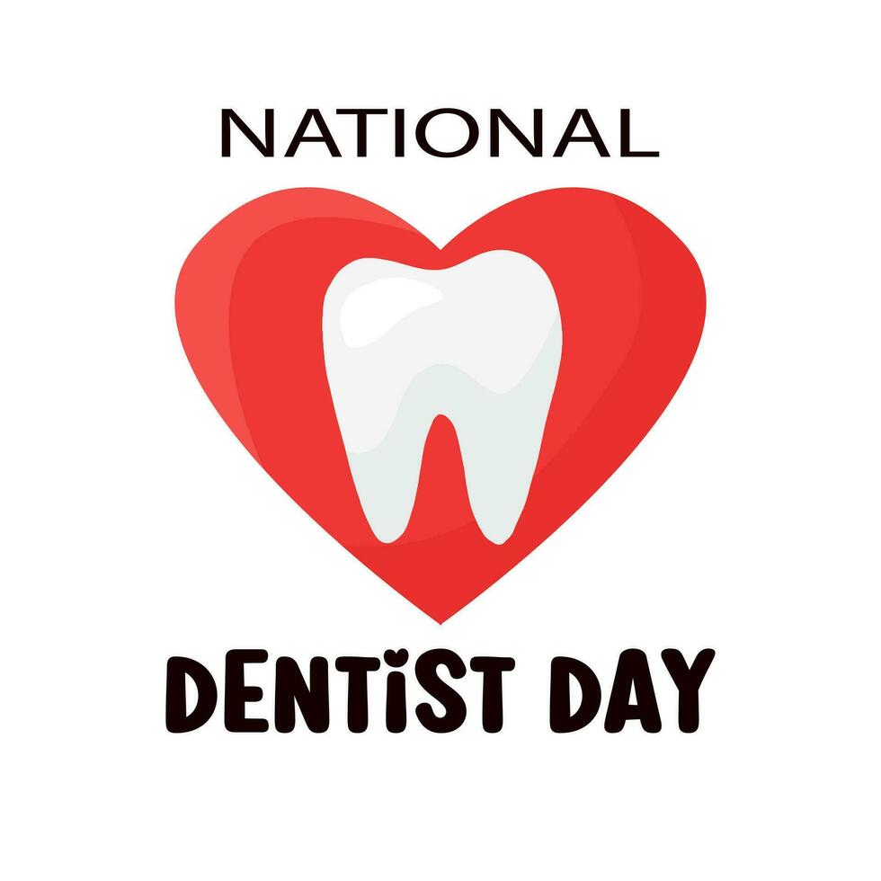 Teeth with heart. Concept Dental care National dentist's day vector