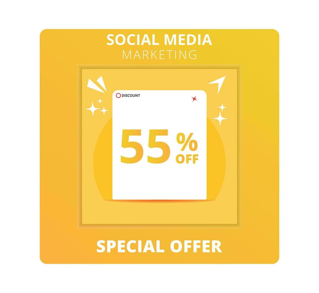 55 percent off Sale. Special offer symbol. Save 55 percentages. Vector illustration