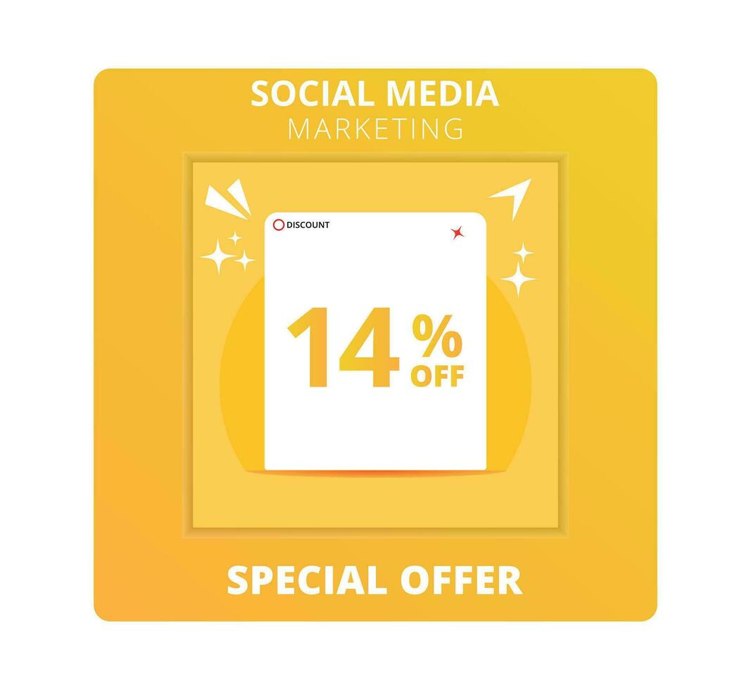 14 percent off Sale. Special offer symbol. Save 14 percentages. Vector illustration