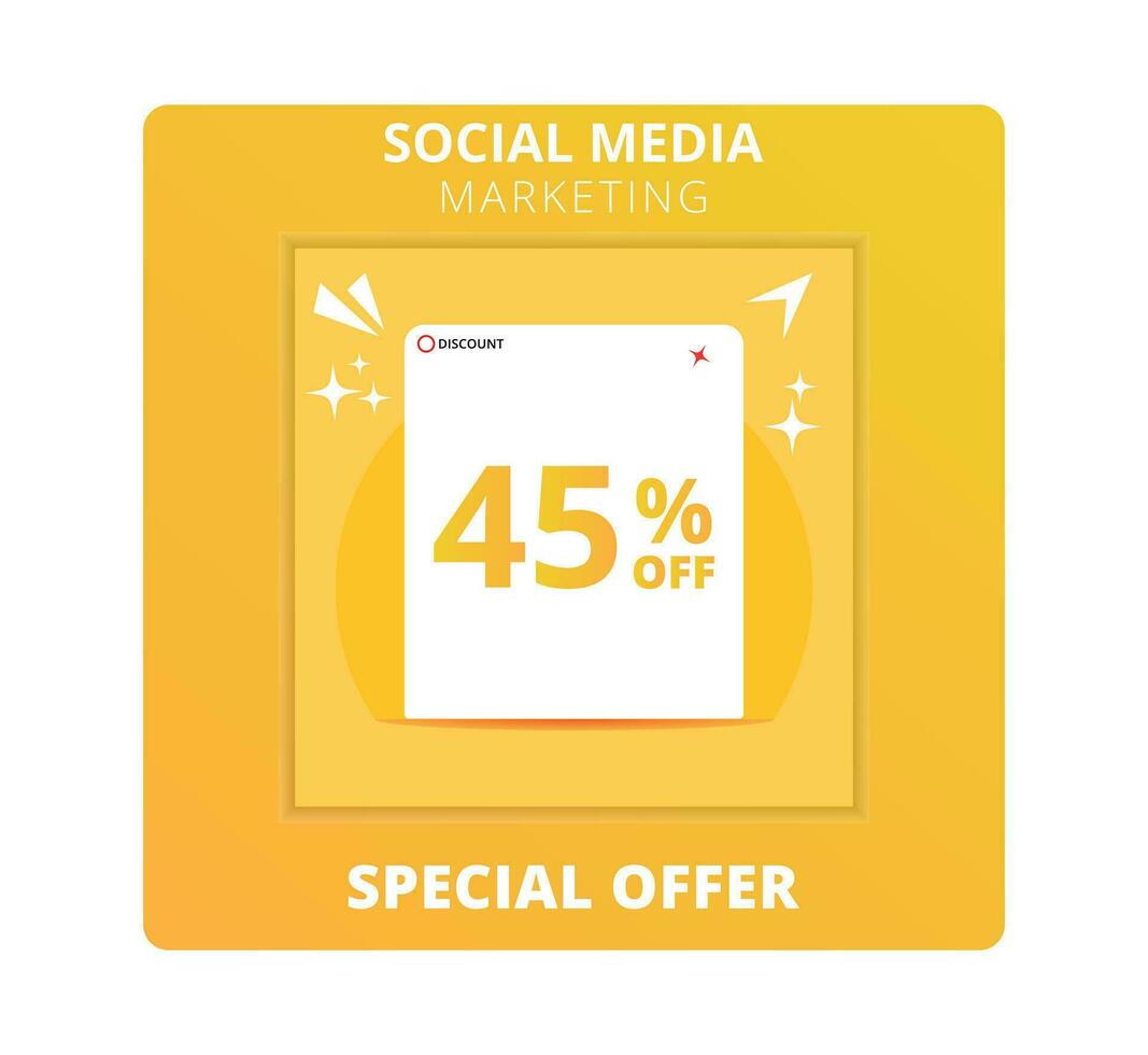 45 percent off Sale. Special offer symbol. Save 45 percentages. Vector illustration