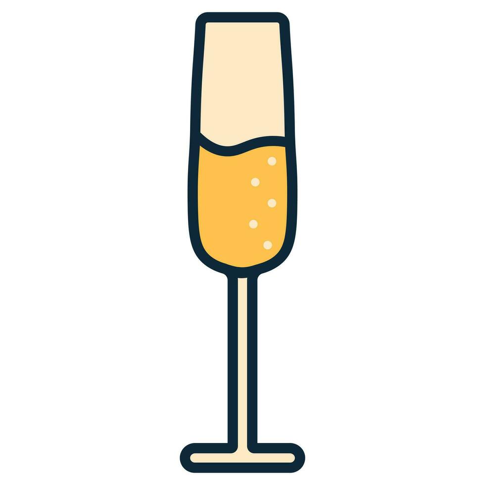 Glass of champagne. Vector color icon