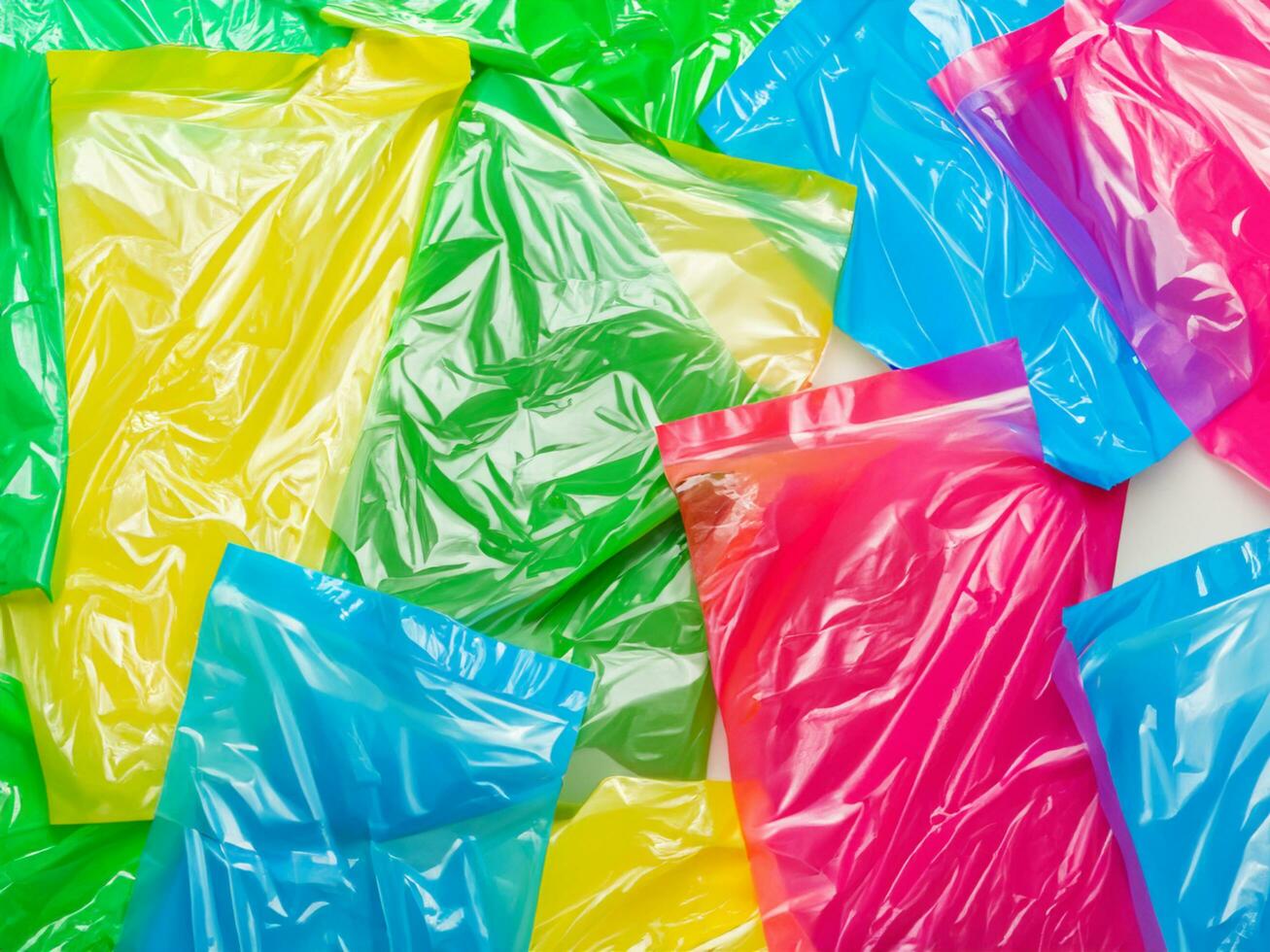 colorful plastic bags on white background photo