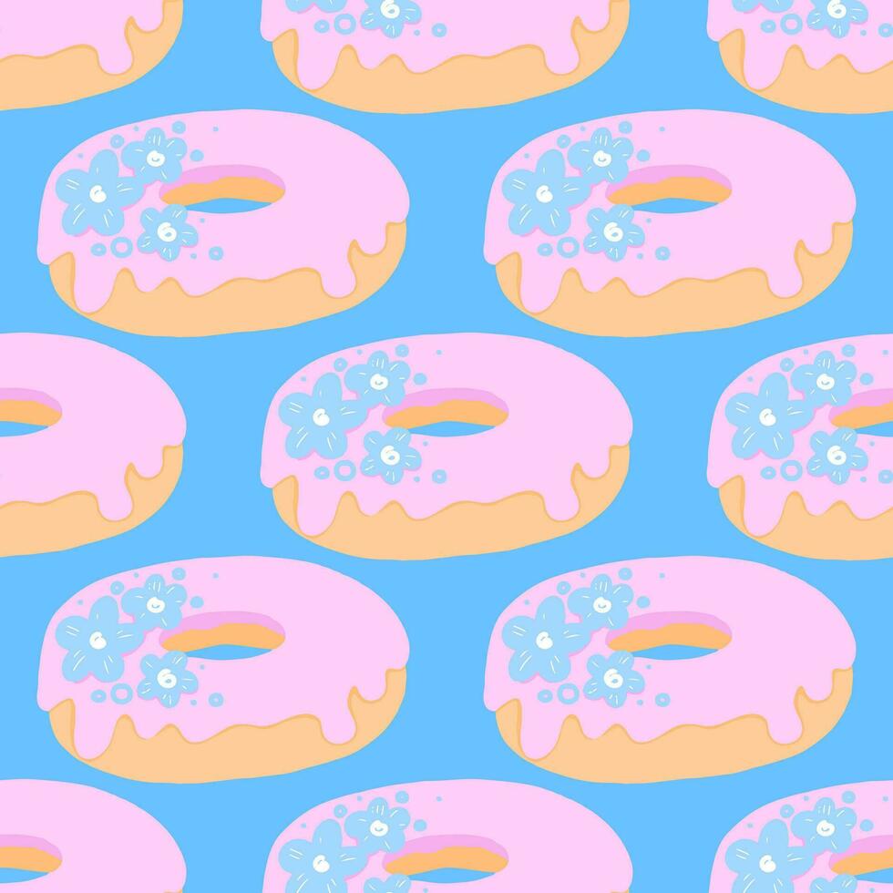 Seamless pattern with glazed donuts vector