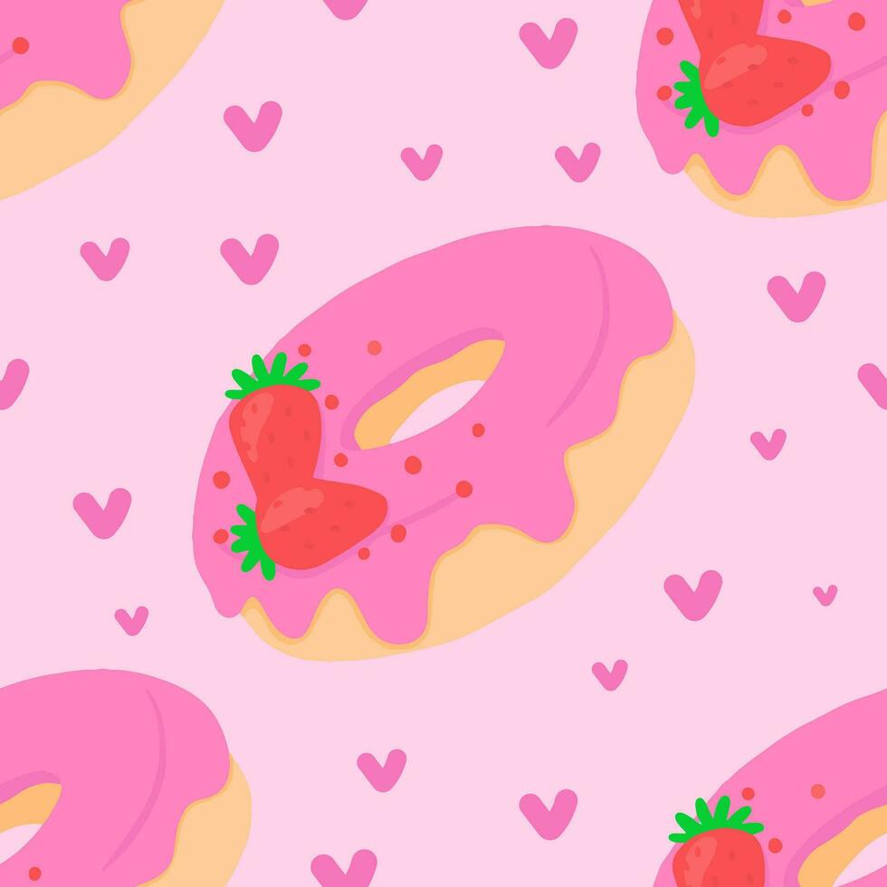 Seamless pattern with glazed donuts vector