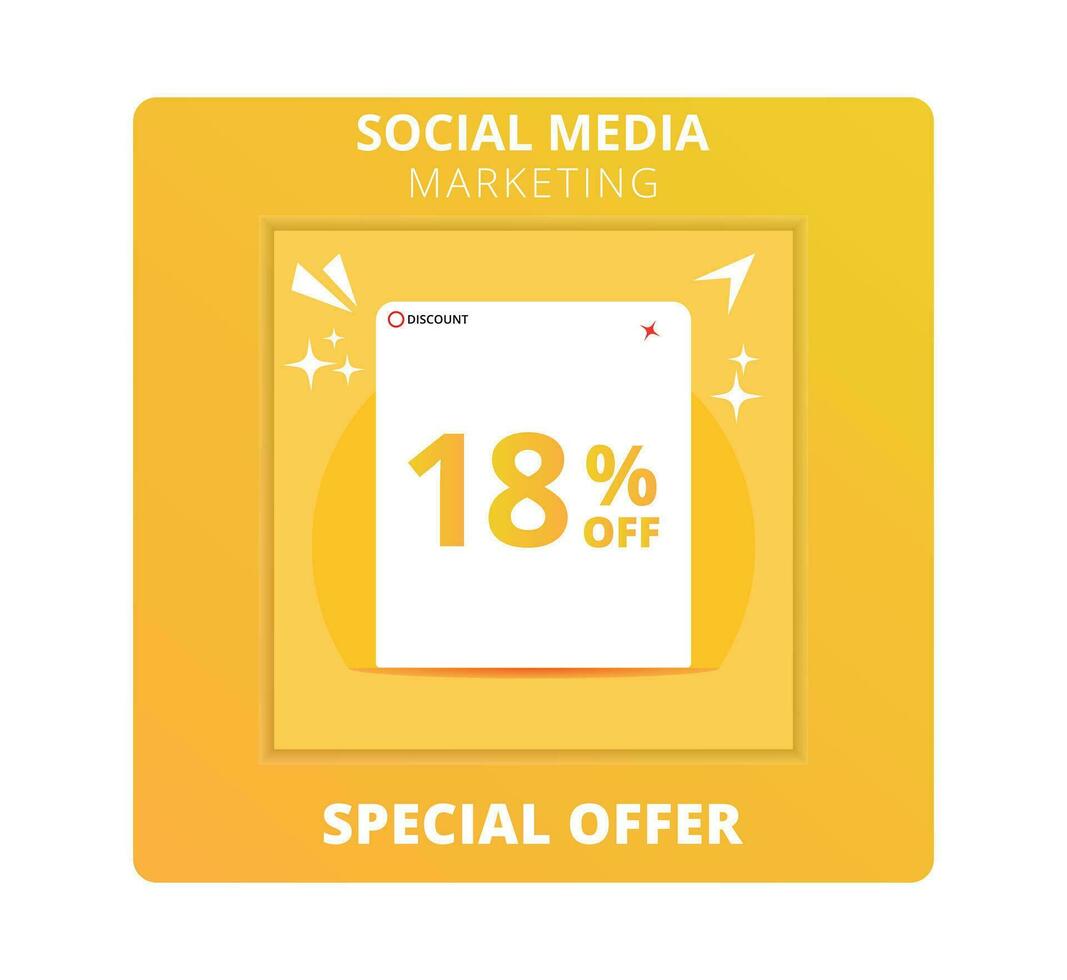 18 percent off Sale. Special offer symbol. Save 18 percentages. Vector illustration