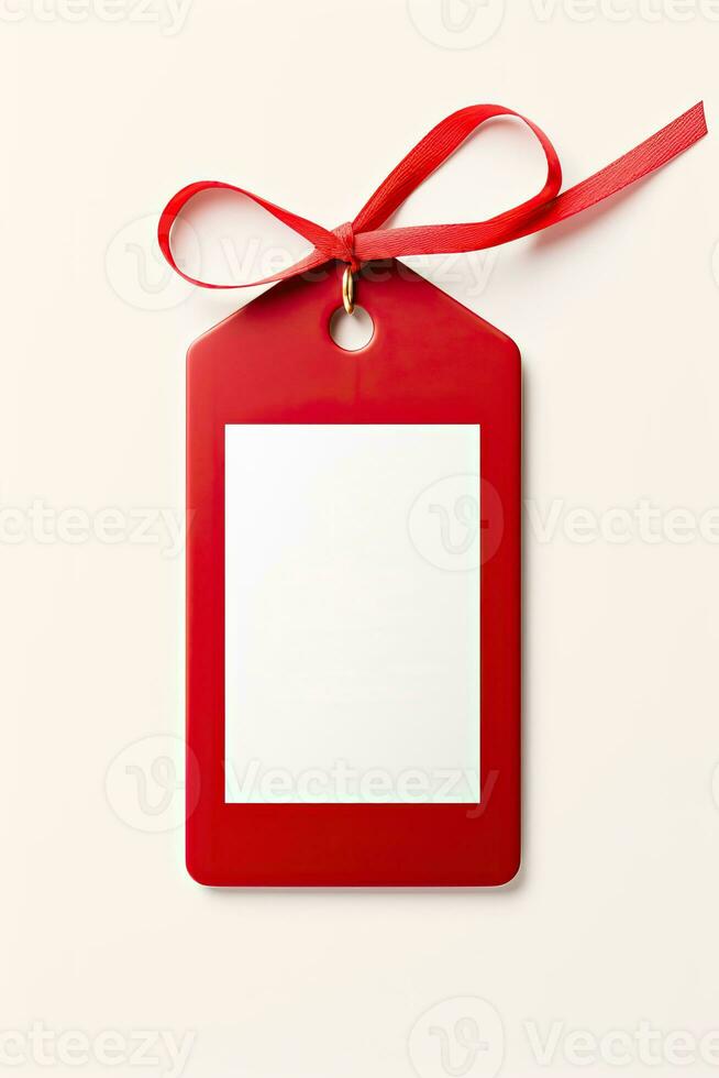 Modern Gift Tag for Christmas Holiday Mockup on white background AI Generated photo