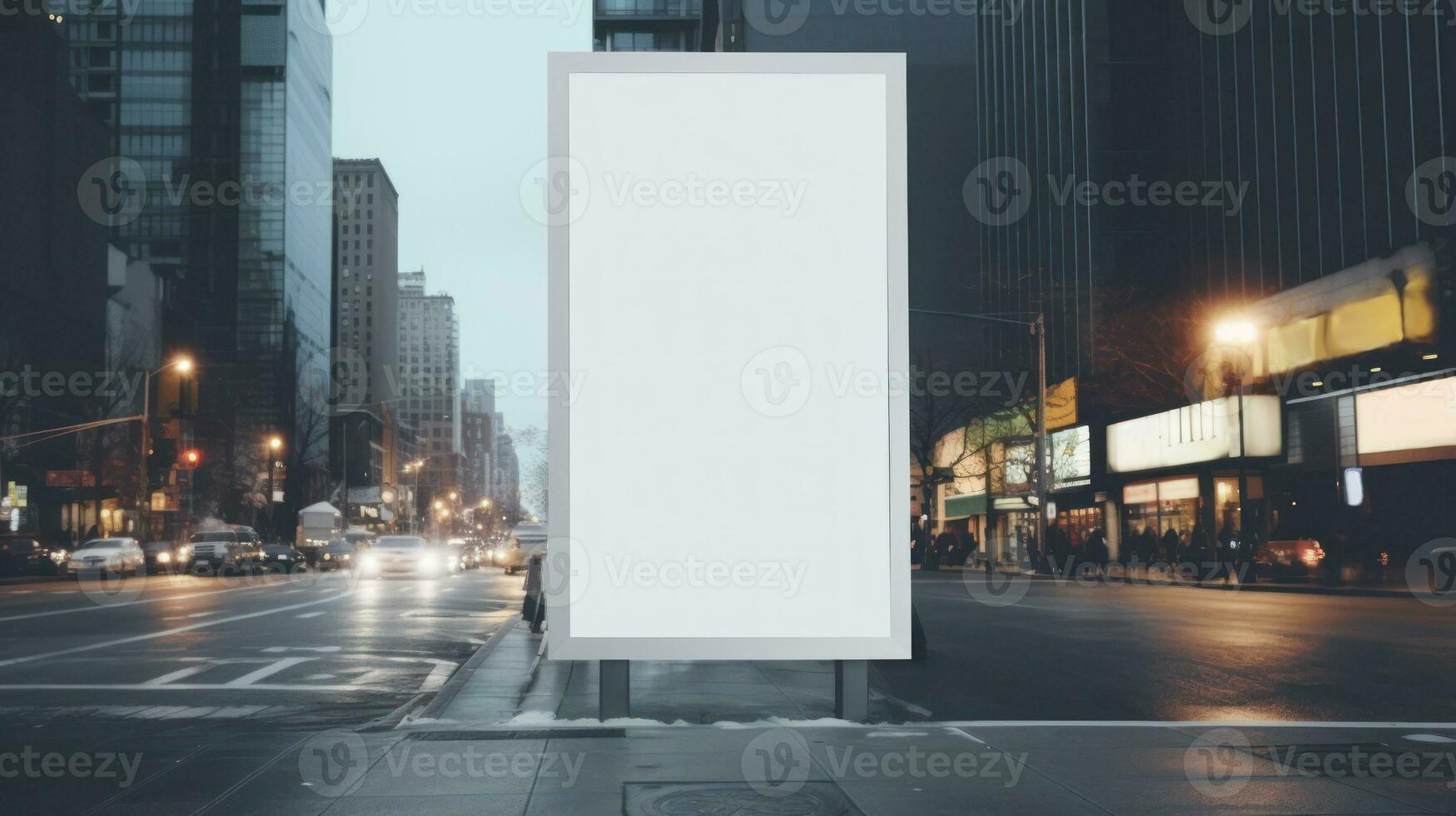 Blank horizontal street poster billboard in morning dawn for marketing or advertisement with copy space AI Generated photo