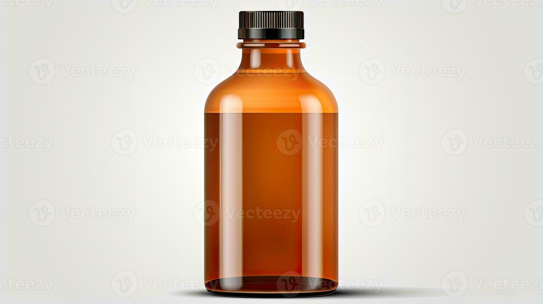 Medical amber transparent glass bottle mockup with empty copyspace AI Generated photo